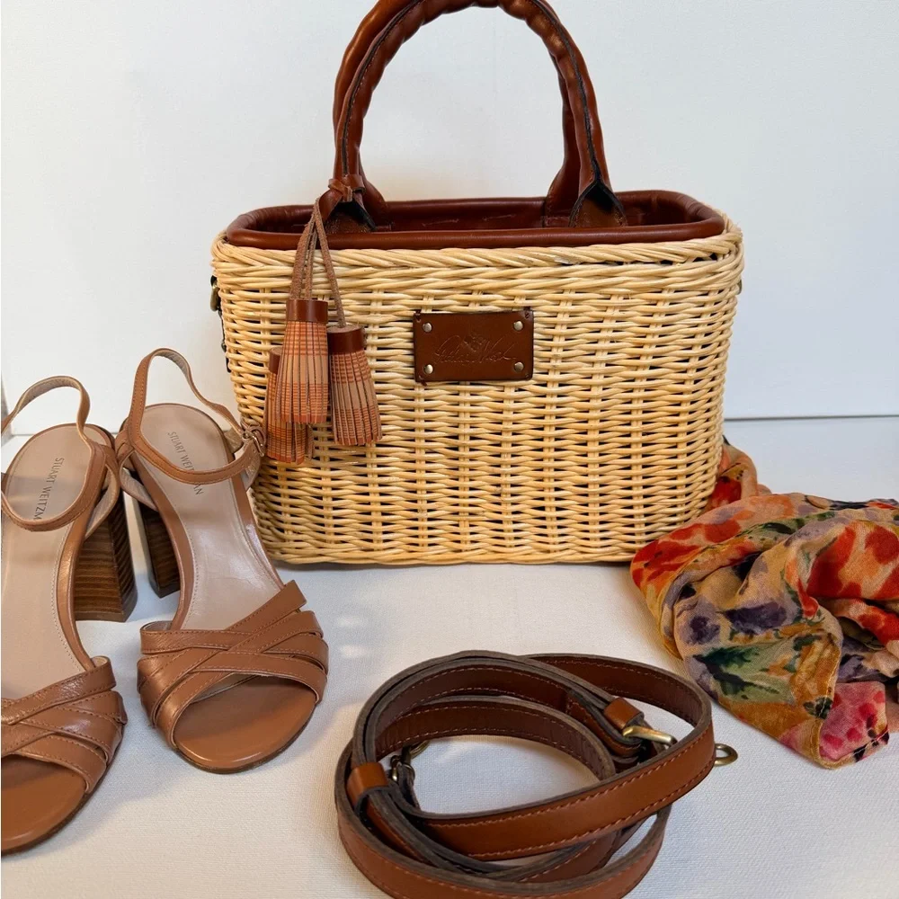 Patricia Nash Tan and Brown Woven Crossbody Bag - Picture 7 of 7